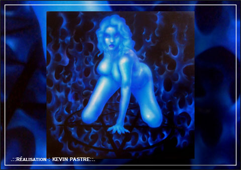 .::BLUE-PINUP - novembre 2007 - aérographe peinture acrylique sur bois - 48x48 cm::.