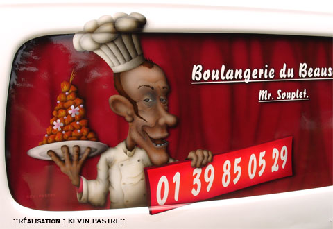 .::Boulangerie pub caricature - août 2009 - aérographe peinture custom - sur Citroen Berlingo::.