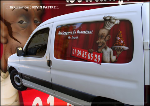 .::Boulangerie pub caricature - août 2009 - aérographe peinture custom - sur Citroen Berlingo::.